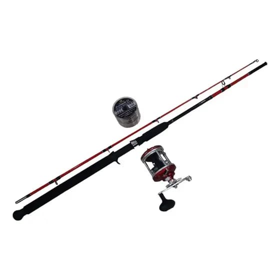 Kit 70 Quilos Vara Cast Dourado + Carretilha Jj500 + Linha Platinum de 96 Lbs