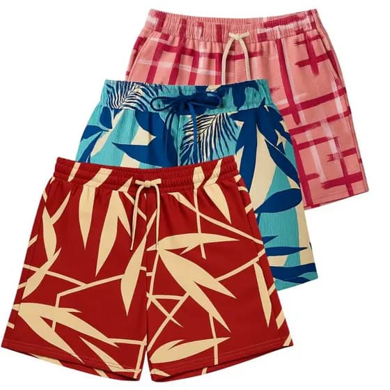 Kit 3 Short Feminino Plus Size Estampado Praia Verão Casual Treino Corrida