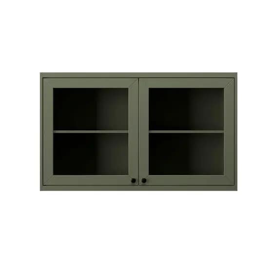 Armário Aéreo MDF Herval Viana, com Vidro, 2 Portas, Verde Hill, 120 cm