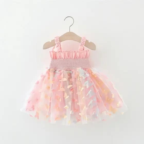 Vestido Rosa De Verão Para Meninas Com Design De Borboleta Doce Casamentos E Festas