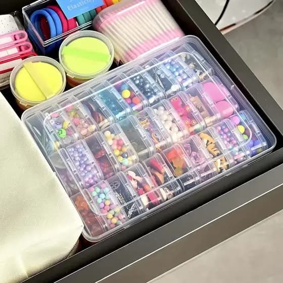 Organizador Multiuso Com 20/30 Divisórias Transparentes Para Joias , Miçangas , Parafusos , Artesanato E Mini Itens