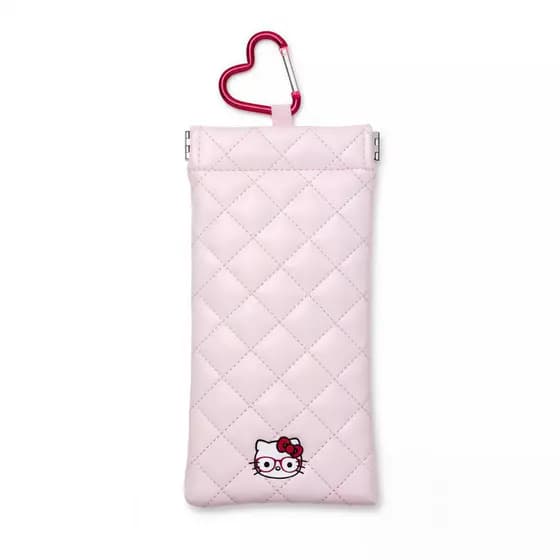 Estojo de óculos fofo estilo japonês, bolsa de óculos de couro rosa, bolsa de armazenamento multifuncional KT, bolsa pro