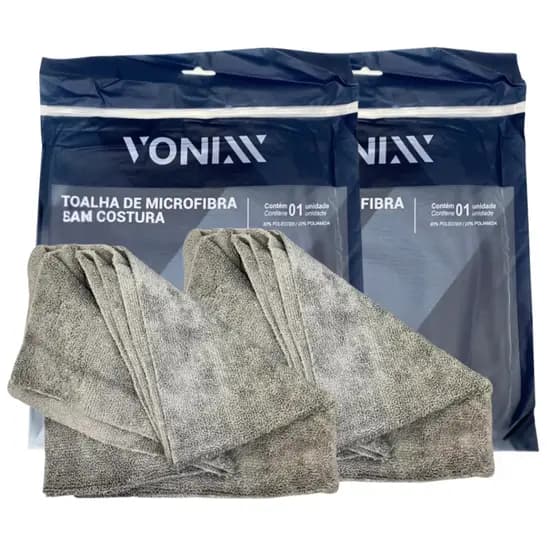 2 Toalha de Microfibra Sem Costura Corte Laser 40x60cm Cinza Vonixx