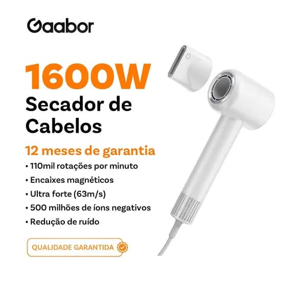 Gaabor Secador de Cabelo Vento Forte Íon Negativo Cuidado Capilar 110000 RPM HD-M02B/HD-M02C