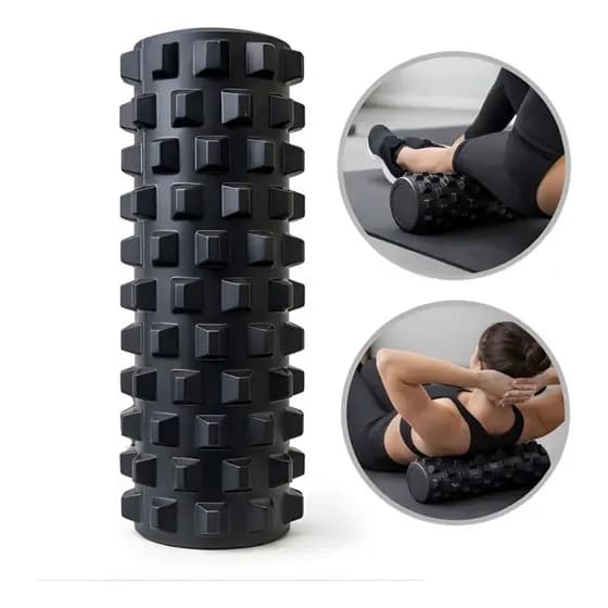Rolo De Espuma Massagem 45x12,5cm Eva Liberação Miofascial Preto