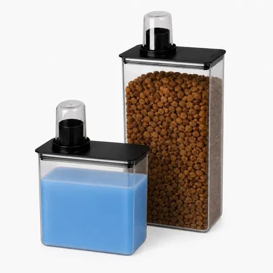 Kit Pote Dispenser Acrílico Transparente 1,3L + 2,6L Pote Organizador Ração Alimentos Multiuso
