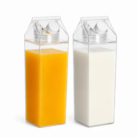 Kit Garrafa Acrílica Cristal 500ml Transparente Para Água Suco Academia Escritório Escola