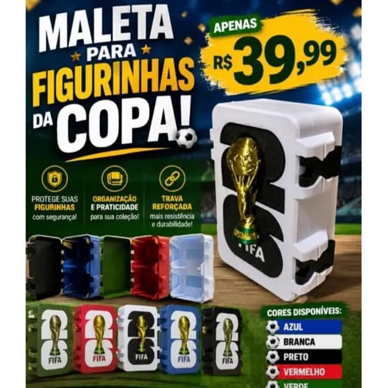 Maleta Porta Figurinhas Copa do Mundo Álbum Coleção Organizer Premium