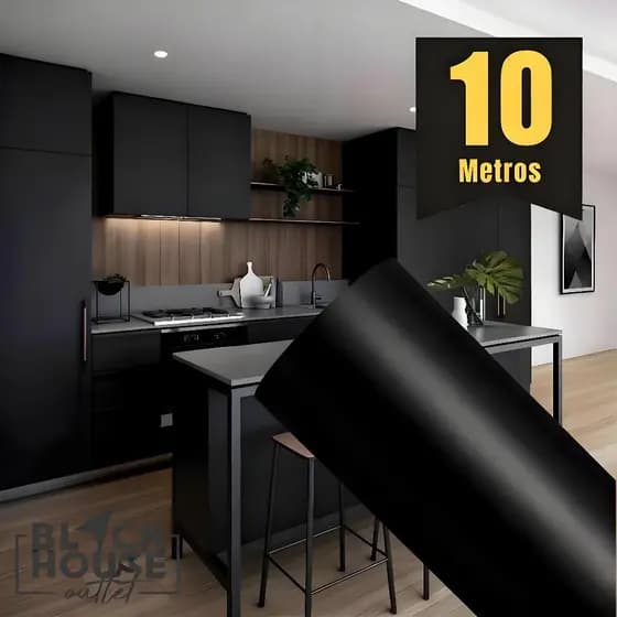 Papel Adesivo Preto 5/10 /15 METROS X 45CM Adesivo Para Parede Moveis Geladeiras Eletrodoméstico