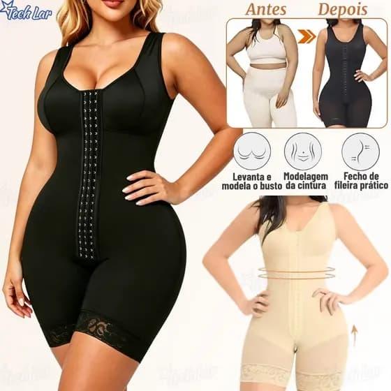 Modelador de corpo estilo europeu e americano com zíper na virilha inferior, redução de cintura, levantamento-TL