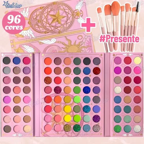 Paleta De Sombras Profissional Shimmer Matte De 96 CoresPerolada Fosca Com Glitter Longa Duração-TL