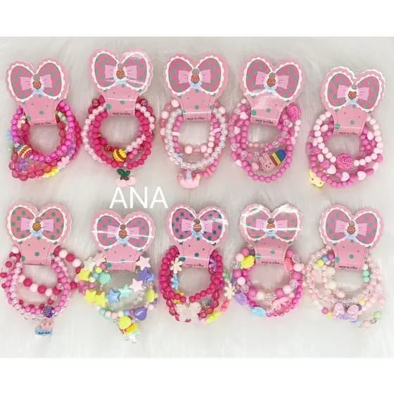 ANA1108 Kit 24 pulseiras lindas infantis de miçanga