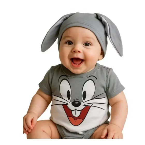 Body Bebe Menino Temático Mesversario Pernalonga