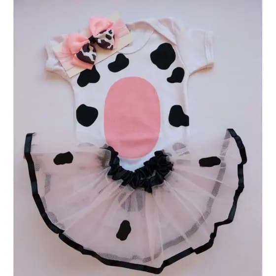 Body bebe Vaquinha para mêsversario - Saia tule, Arquinho, laço, -NOVE