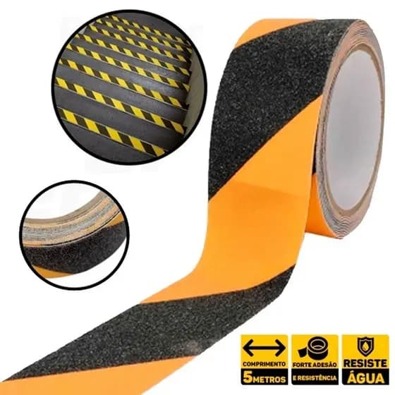 Fita Antiderrapante Zebrada Para Piso Escada 50mm X 5 Metros