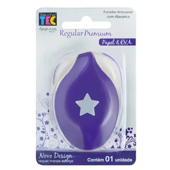Furador Artesanal Regular Premium Estrela 2 - Perfurador de papel Toke e Crie