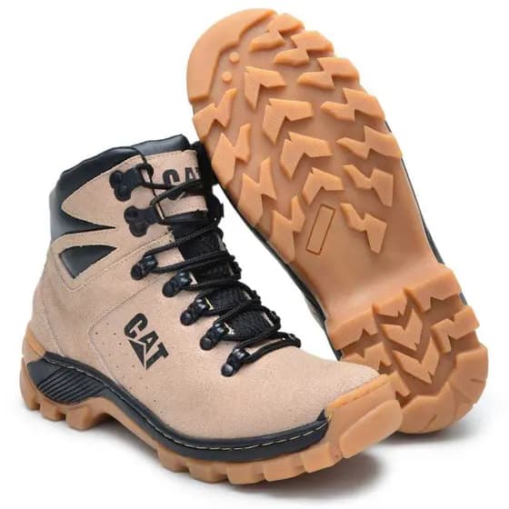 Bota Coturno Cat Arizona Bege Couro Legitimo
