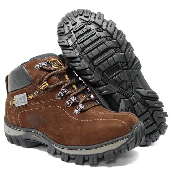 Bota Coturno Cat Adivendro Marron Couro Legitimo