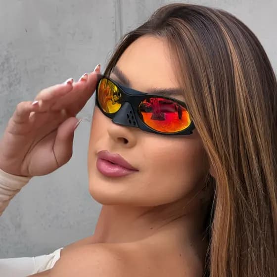 Óculos de Sol Moda Conceito UV400 Hastes de Sapo Nariz Removível