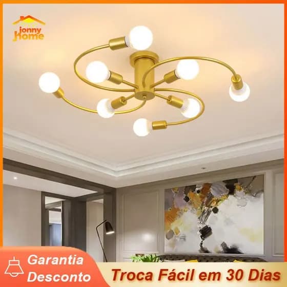 Lustre Pendente Lâmpada De Teto Semi-Embutida Iluminação Para Sala Estar Quartos Ouro Nórdico Decorativo Ilumina