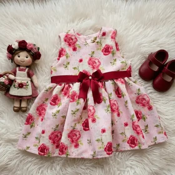 Vestido Infantil Menina Maria Flor com Laço
