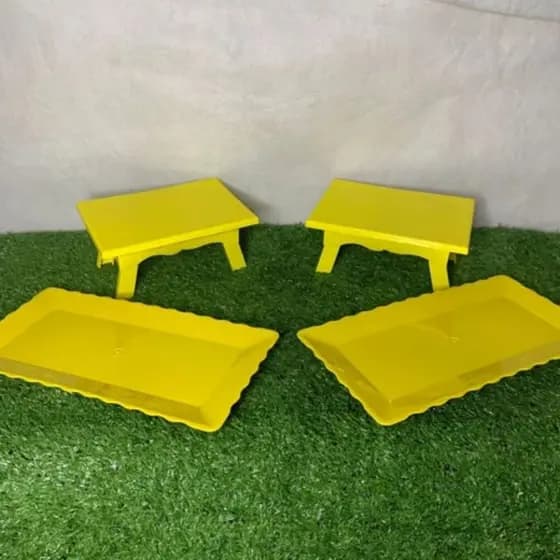 KIT 4pç: PARA MESA FESTA DECORAÇÃO: 2 Mesinhas Porta doces + 2 Bandejas Retangulares 30X16