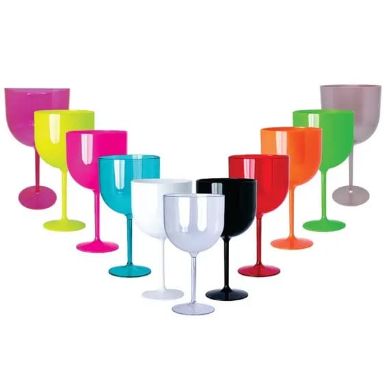 Taça para Gin Acrílica 550ml Neon Rosa ou Laranja Neon – Ideal para Festa e Drinks