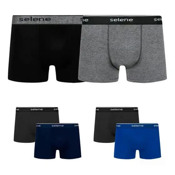 Kit 6 Cuecas Selene Boxer Sem Costura Poliamida Confortável