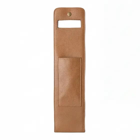 Porta Vinho Couro Legítimo Wine Bag Para 1 Garrafa Premium 45cm x 9cm x 9cm Elegante e Prático para Ocasiões Especiais