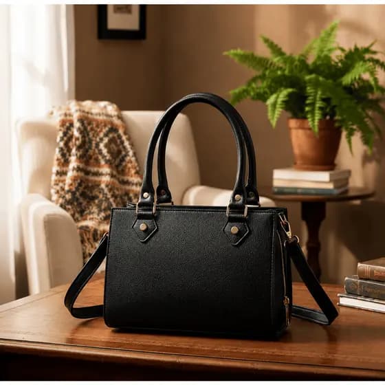 Bolsa Feminina Couro Legítimo Alça Mão E Transversal Regulável Modelo Baú Elegante Nove Horas