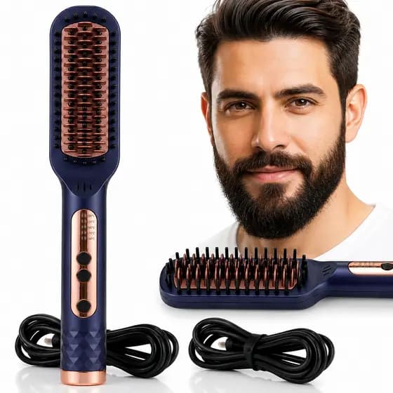 Chapinha para Barba Masculina Modelador Profissional Prancha Elétrica Alisadora Cabelo Bigode Anti Frizz Portátil