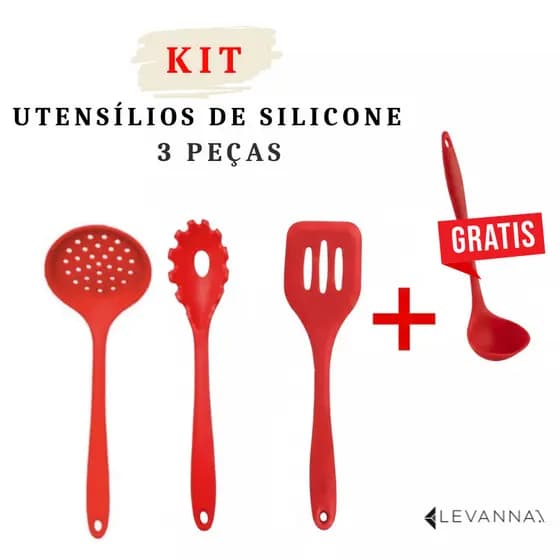 Kit 3 Utensílio de Silicone Cozinha 28cm Inteiriço Grande Panela Air Fryer Multiuso