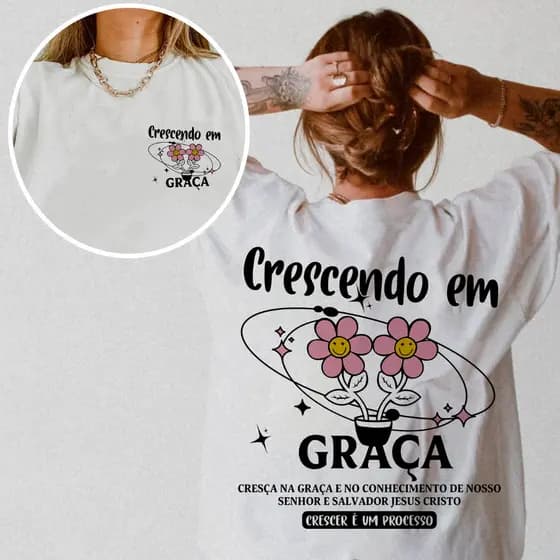 Camiseta Unissex Feminino e Masculino Algodão Gospel Cristã Estampada Oversized