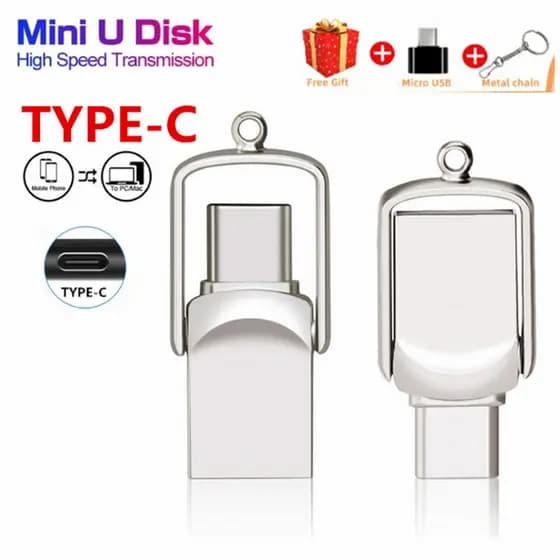 OTG 1 Tb 2 Em 1 Mini OTG Tipo-C Pen Drive Celular PC Pendrive Stick Flash