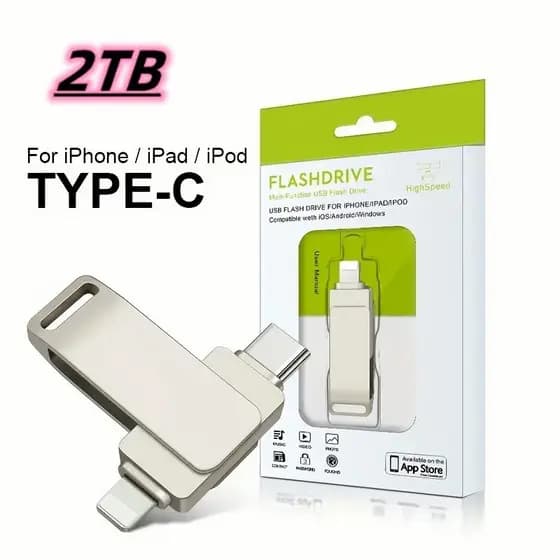USB 3.0 Flash Drive 1 Tb 2 Tipo-C Pendrive Stick Para iPhone iPad/Lightning 3IN1