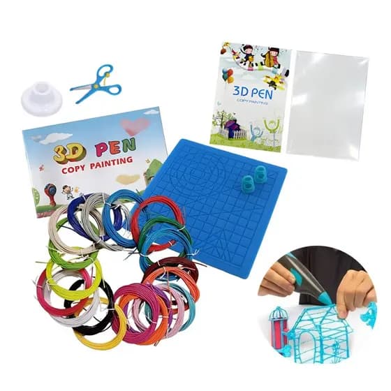 Kit Refil PLA 20 Cores + Tapete Gabarito Silicone + 2 Livros Atividades Para Caneta 3D Completo