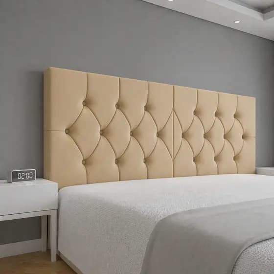 Cabeceira Cama Box Casal Capitonê Estofada 1,40 Painel Suspenso Suede Quarto Luxo Varias Cores