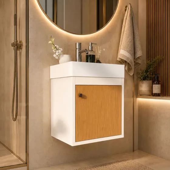 Gabinete Suspenso Para Banheiro 40cm Com 1 Porta Armario Multiuso