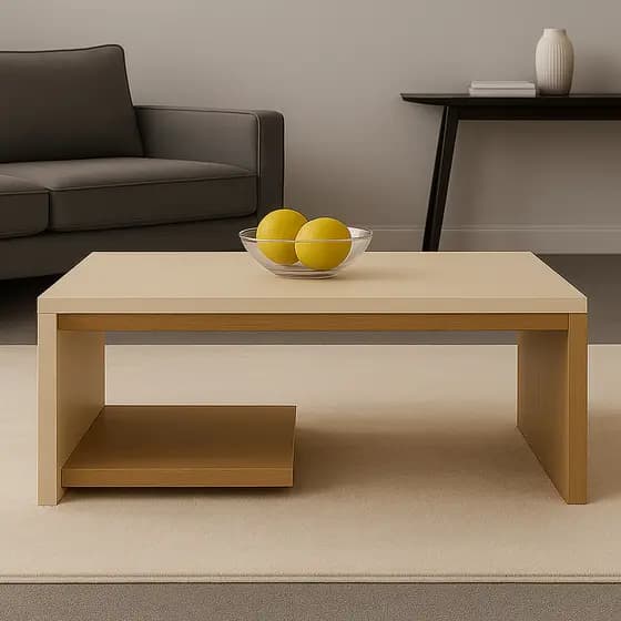 Mesa de Centro Retangular Para Sala Com Prateleira Moderna Porta Revista Luxo Decorativa Kiara