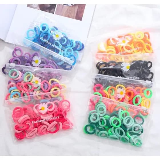 ANA1108 KIT 50Peças Mini Rabicó Xuxinha De Cabelo Meia De Seda Pacotão Laços De Cabelo De Bebê Para Meninas De Borracha