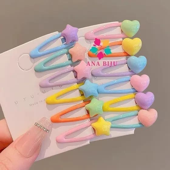 ANA1108 KIT Presilha de Cabelo 5,5cm Tic Tac Infantil Colorido com Desenho Tic Tac