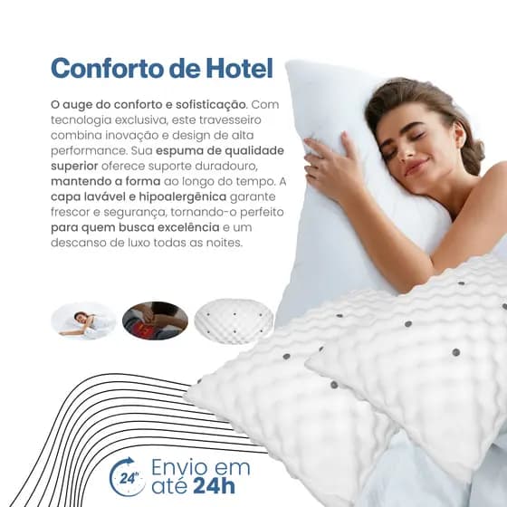 Travesseiro ALTO ORTOPEDICO Magnético Massageador Confortável Soft Infravermelho Terapeutico Luxo