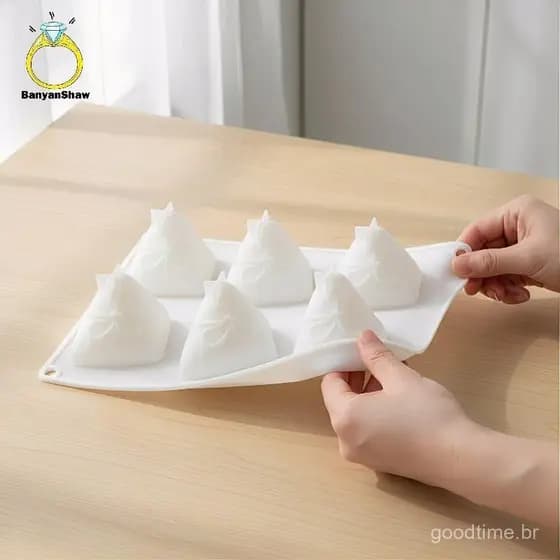 Forma de silicone para mousse e zongzi com 6 cavidades, flexível e fácil de usar, adequada para bolos, balas de gelatina