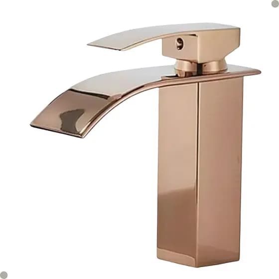 TORNEIRA BANHEIRO CASCATA MONOCOMANDO MISTURADOR BICA BAIXA LAVATÓRIO LAVABO ROSE GOLD