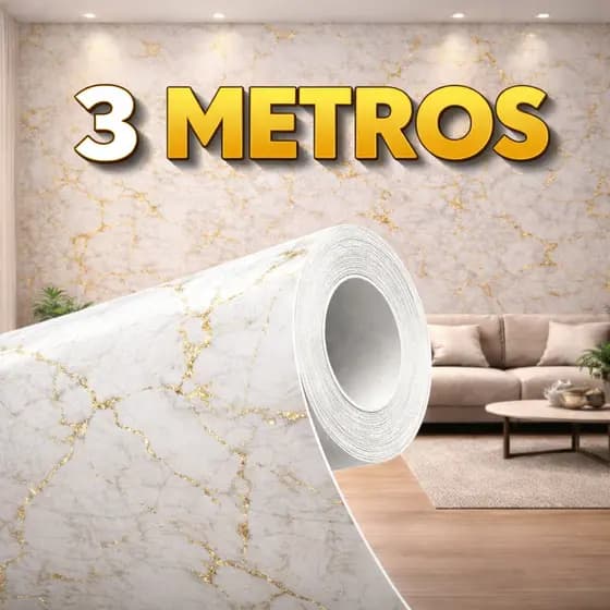 Mármore Autocolante – Papel de Parede Vinílico Lavável 6m | Sala, Cozinha, Banheiro