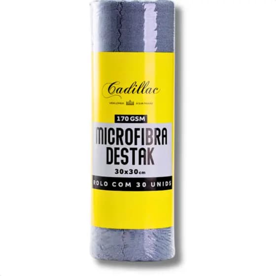 Pano de Limpeza Microfibra Destak Rolo C/ 30un Profissional Cadillac Carro Casa Não Risca Lataria