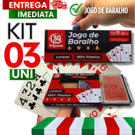 Kit Jogos Baralho Plástico PVC Não Rasga Truco Poker Cacheta Diversão Garantidas Excelentes
