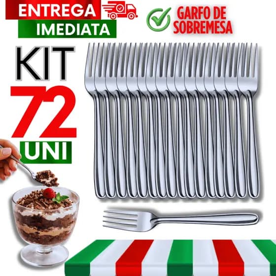 Conjunto Garfo Inox de Sobremesa de 16,3cm Doces Bolos Talheres Resistente Cozinha Qualidade Utensílios