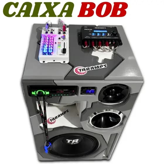 Caixa Bob Personalizado Mesa de Som e Processador