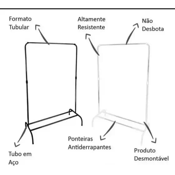 Arara De Roupas Cabideiro Organizador Closet Resistente Movel Desmontável Chão Guarda Roupa